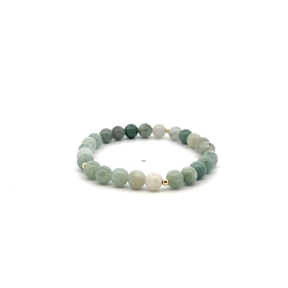 Natural Burmese Jade Gemstones Stretch Bracelet 18k Tiny Beads - Picture 5 of 5